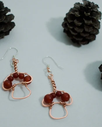 King Bolete Mushroom - Copper Earrings, Rounded