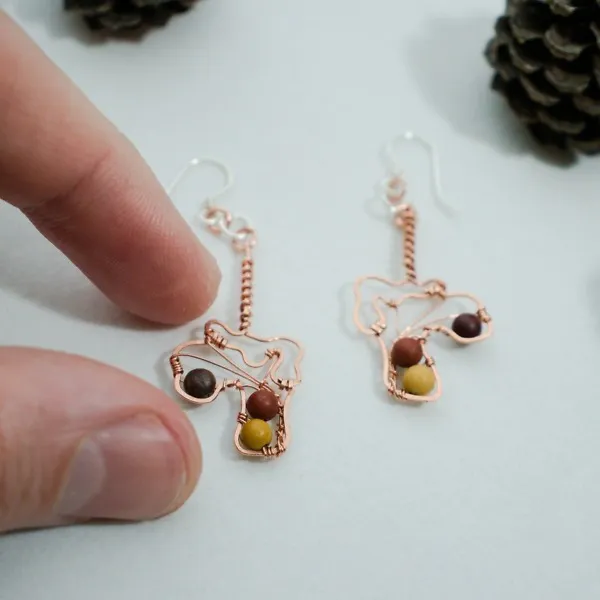 Chanterelle Mushroom - Copper Earrings, Veiled