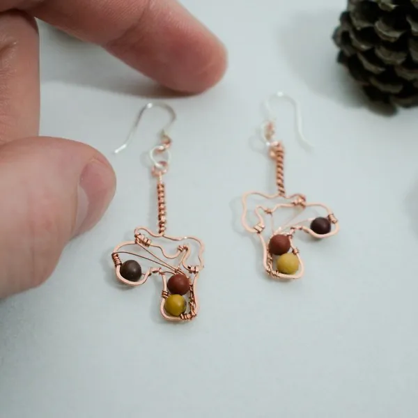 Chanterelle Mushroom - Copper Earrings, Veiled