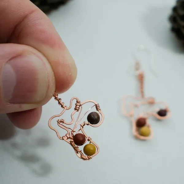 Chanterelle Mushroom - Copper Earrings, Veiled