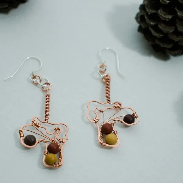 Chanterelle Mushroom - Copper Earrings, Veiled