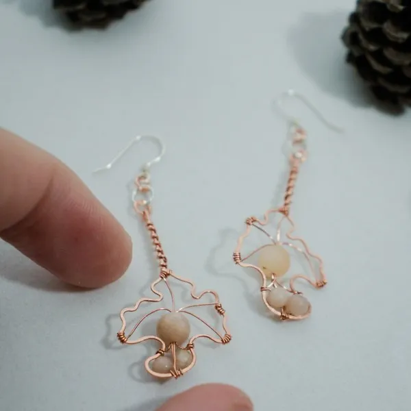 Chanterelle Mushroom - Copper Earrings, Simple