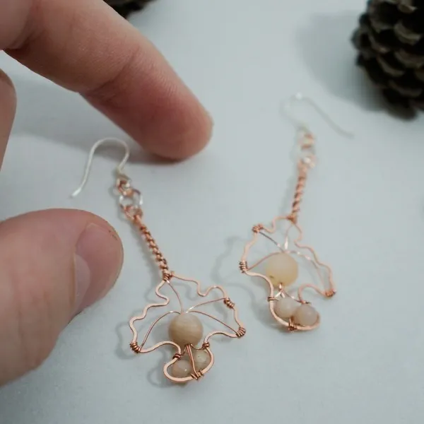 Chanterelle Mushroom - Copper Earrings, Simple