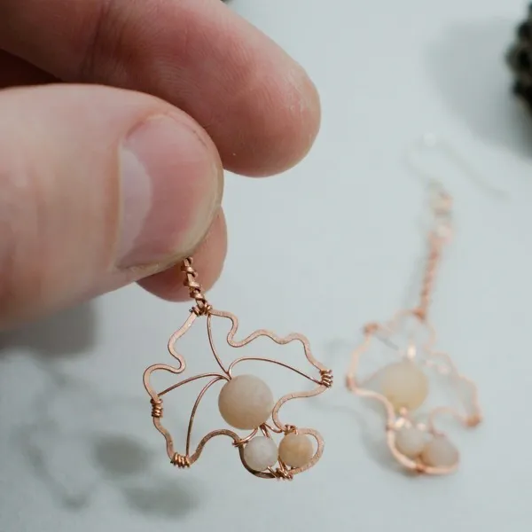 Chanterelle Mushroom - Copper Earrings, Simple