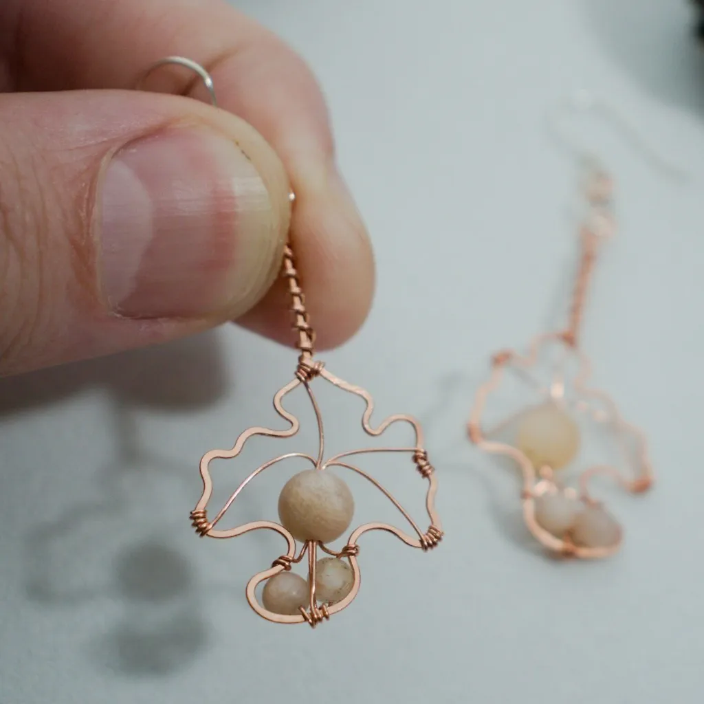 Chanterelle Mushroom - Copper Earrings, Simple