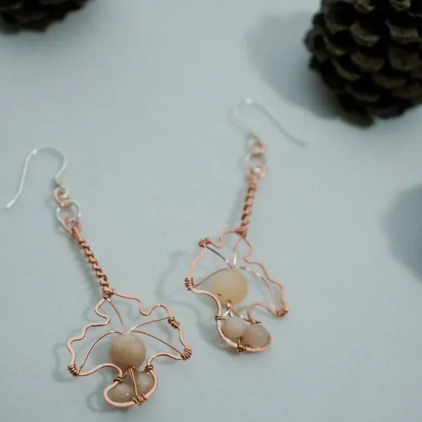 Chanterelle Mushroom - Copper Earrings, Simple