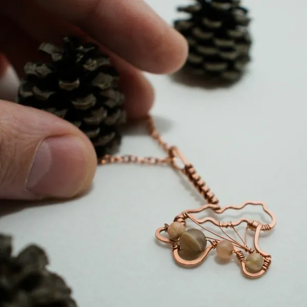 Chanterelle Mushroom - Copper Pendant, Veiled