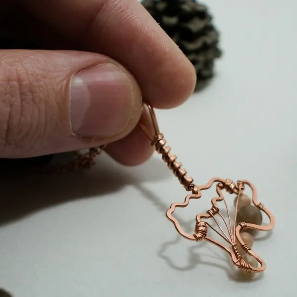 Chanterelle Mushroom - Copper Pendant, Veiled