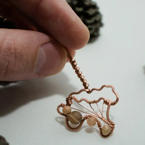 Chanterelle Mushroom - Copper Pendant, Veiled