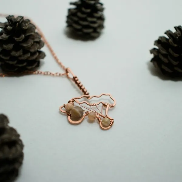 Chanterelle Mushroom - Copper Pendant, Veiled