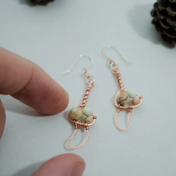 Magic Mushroom - Copper Earrings, Bent