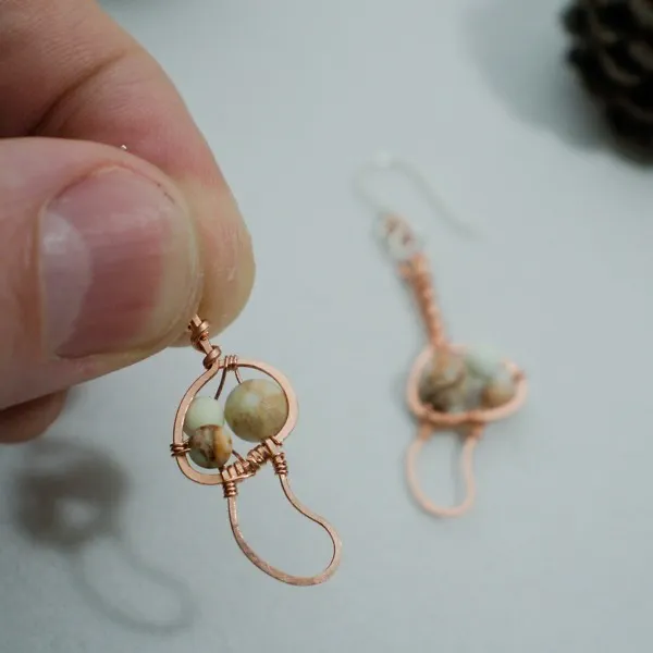 Magic Mushroom - Copper Earrings, Bent