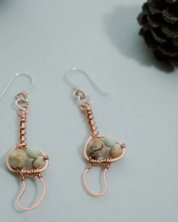 Magic Mushroom - Copper Earrings, Bent