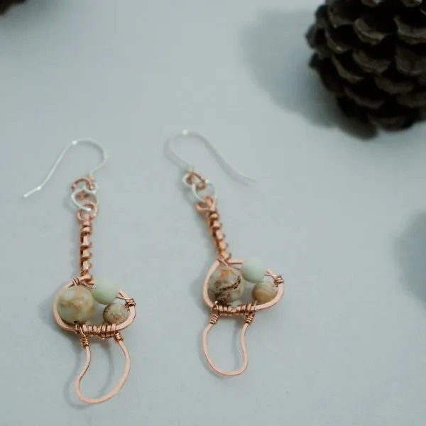 Magic Mushroom - Copper Earrings, Bent