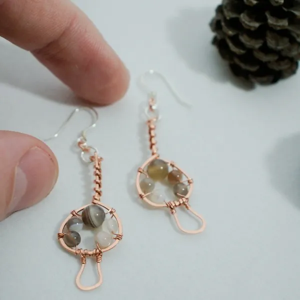 Magic Mushroom - Copper Earrings, Nub