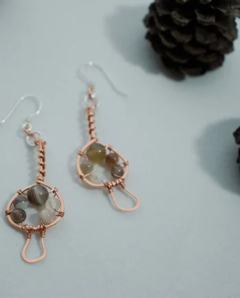 Magic Mushroom - Copper Earrings, Nub