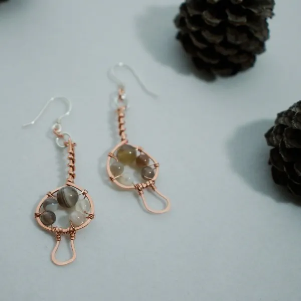 Magic Mushroom - Copper Earrings, Nub