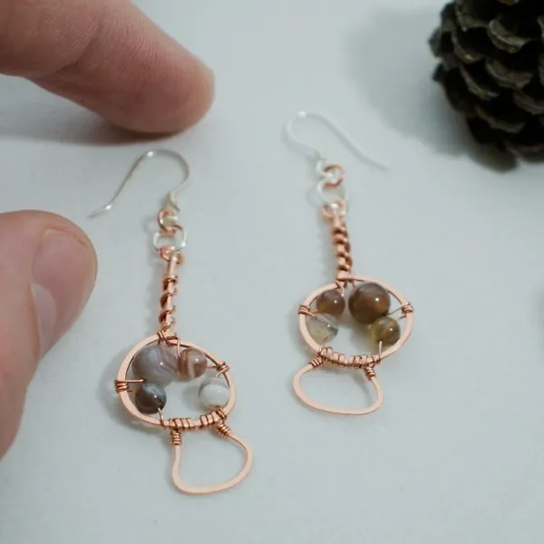 Magic Mushroom - Copper Earrings, Squishy