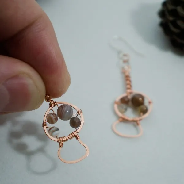 Magic Mushroom - Copper Earrings, Squishy