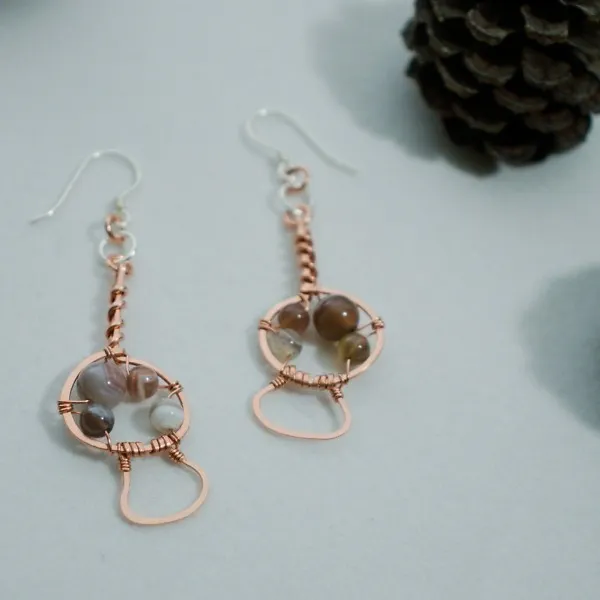 Magic Mushroom - Copper Earrings, Squishy