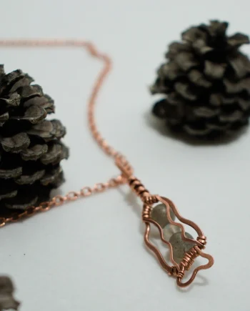 Morel Mushroom - Copper Pendant with Labradorite