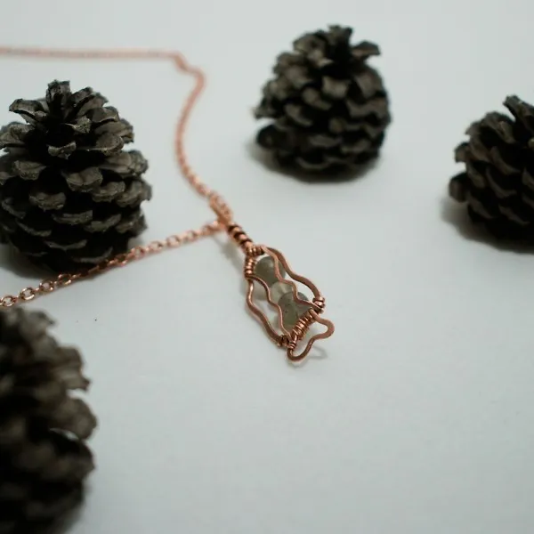 Morel Mushroom - Copper Pendant with Labradorite