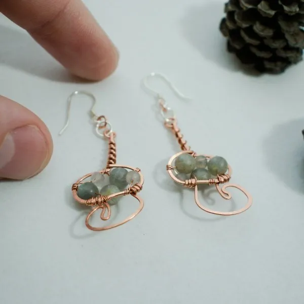 Oyster Mushroom - Copper Earrings, Swoop