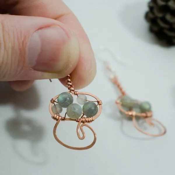 Oyster Mushroom - Copper Earrings, Swoop