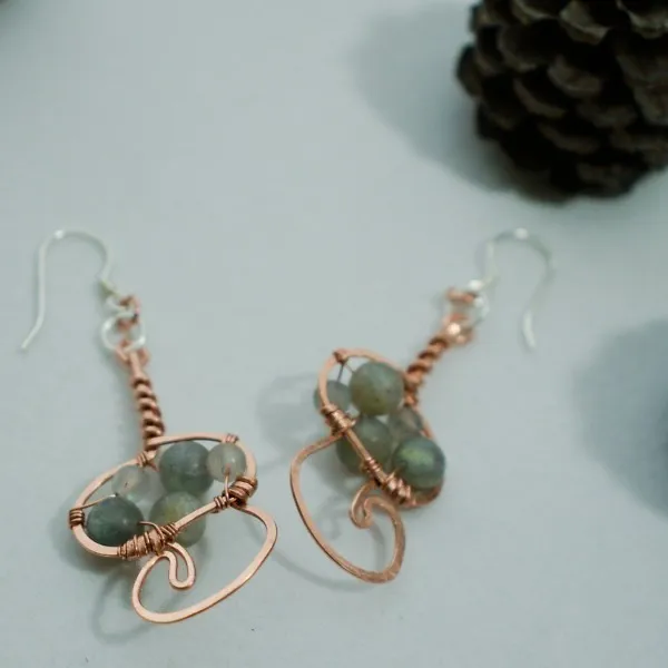 Oyster Mushroom - Copper Earrings, Swoop