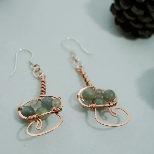 Oyster Mushroom - Copper Earrings, Swoop