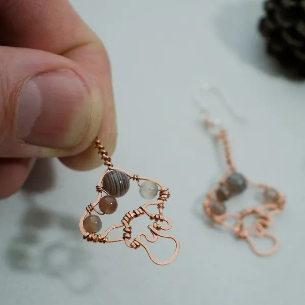 Shaggy Parasol Mushroom - Copper Earrings