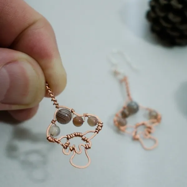 Shaggy Parasol Mushroom - Copper Earrings