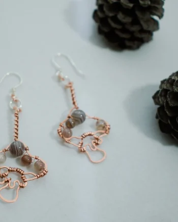 Shaggy Parasol Mushroom - Copper Earrings