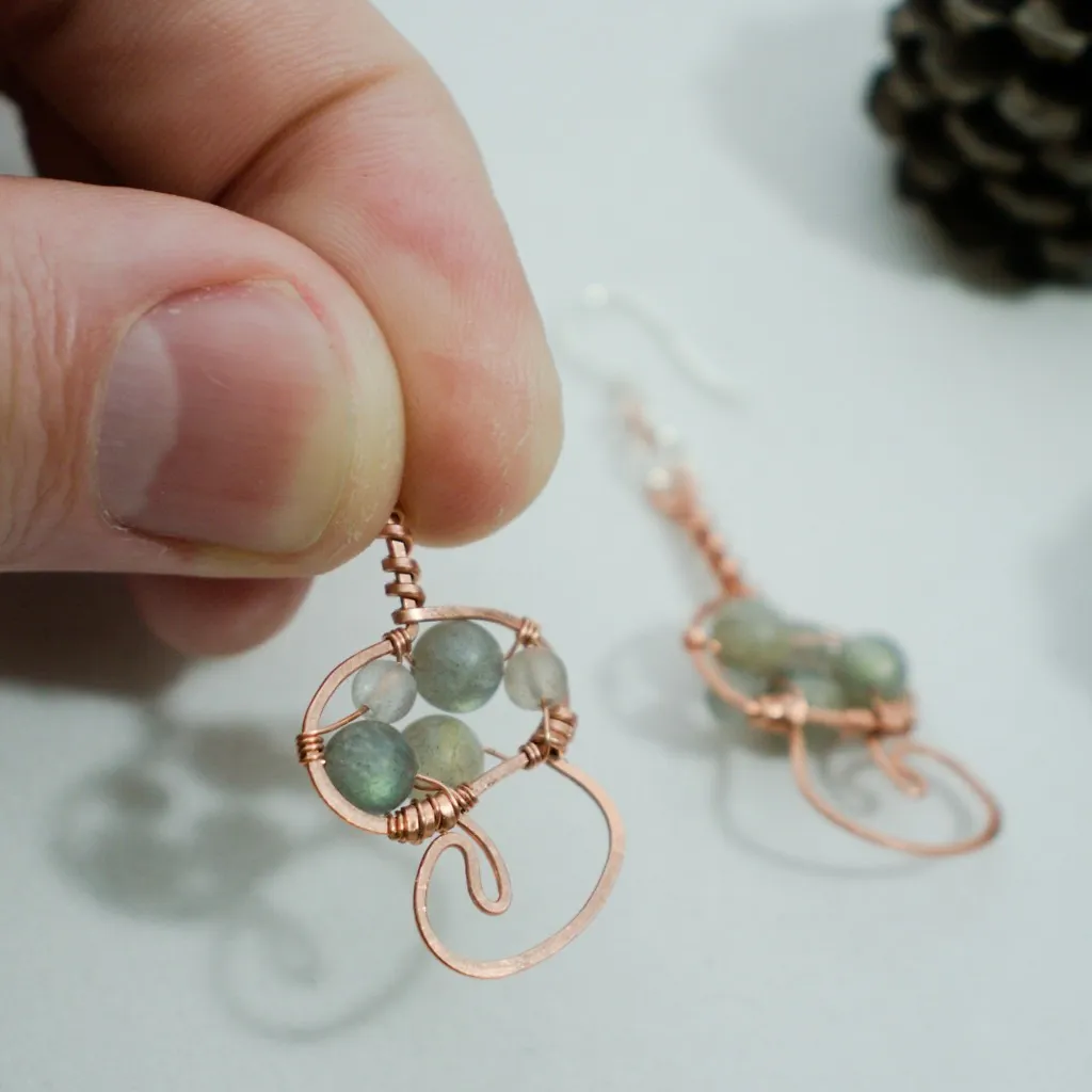 Oyster Mushroom - Copper Earrings, Swoop