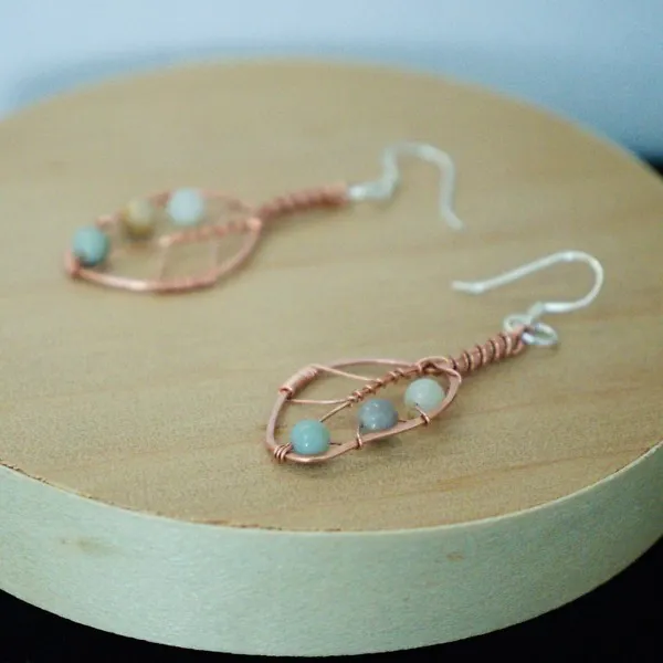 Eucalyptus Leaf Copper Earrings