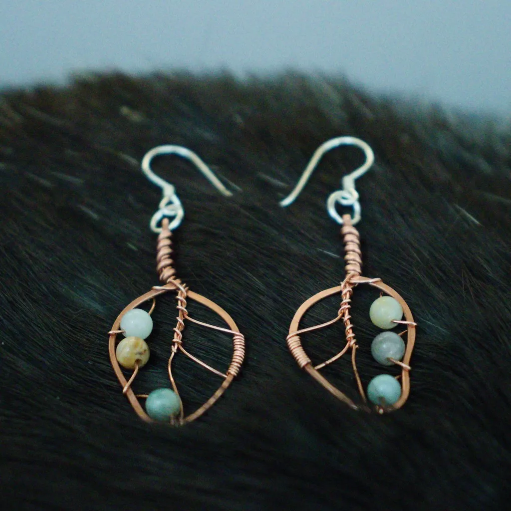 Eucalyptus Leaf Copper Earrings