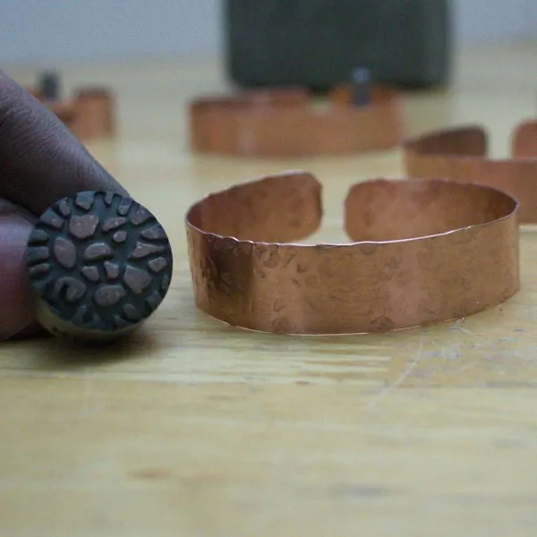 Dappled Shadows- Textured Copper Bracelets