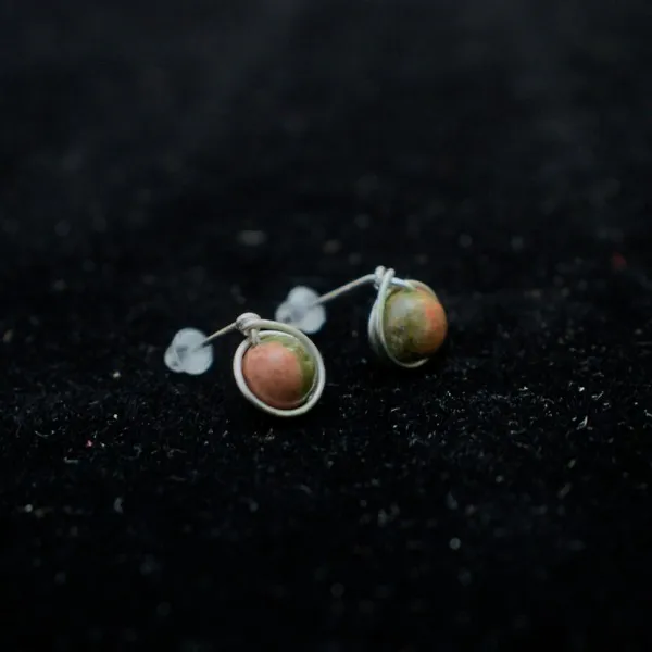 Simple Unakite Jasper Earrings