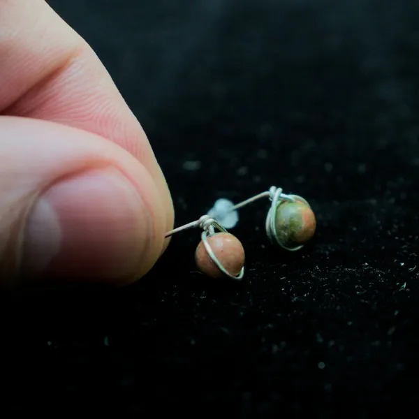 Simple Unakite Jasper Earrings